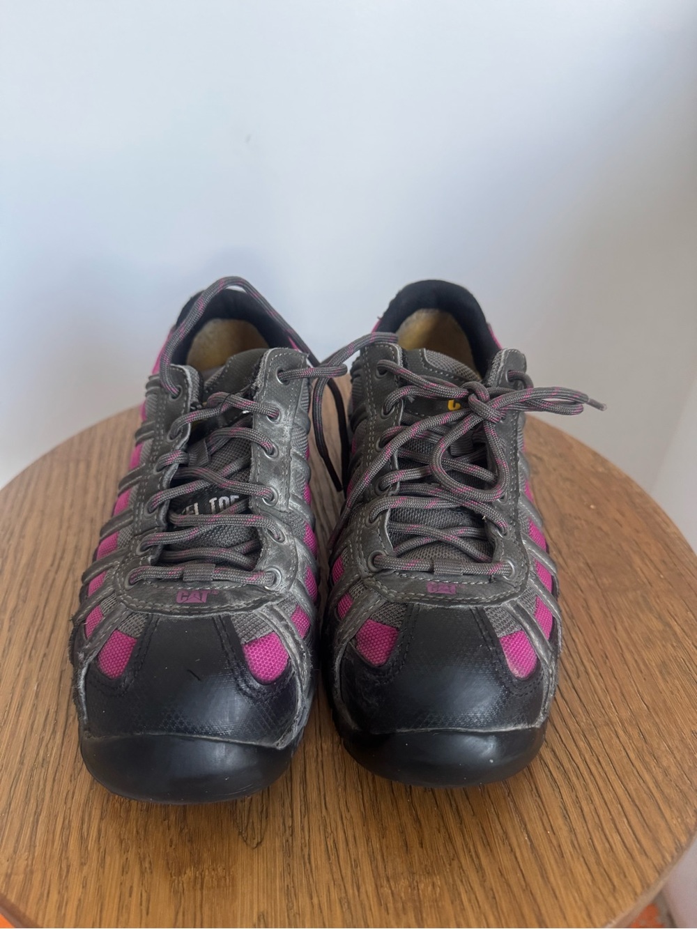Cat Gray and Pink steel toe shoes Lace-Up Sneakers - Picture 7 of 7